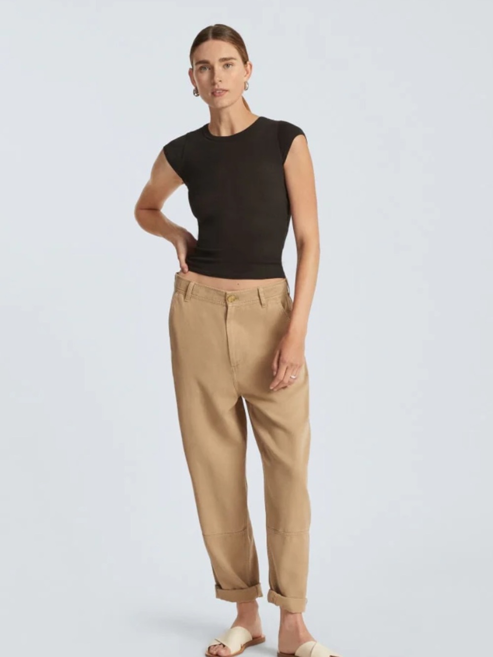 Everlane, Way-High, The Chino Pants in Buttersoft, Dark Khaki, Size 4, Preppy